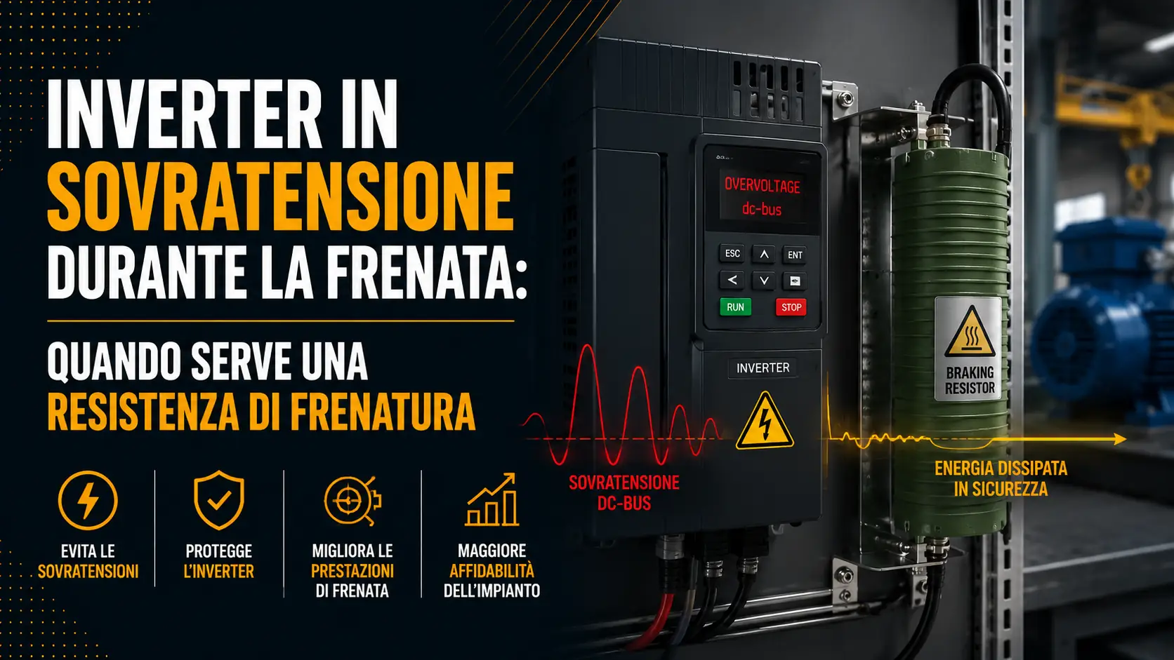 Inverter in sovratensione durante la frenata: quando serve una resistenza di frenatura